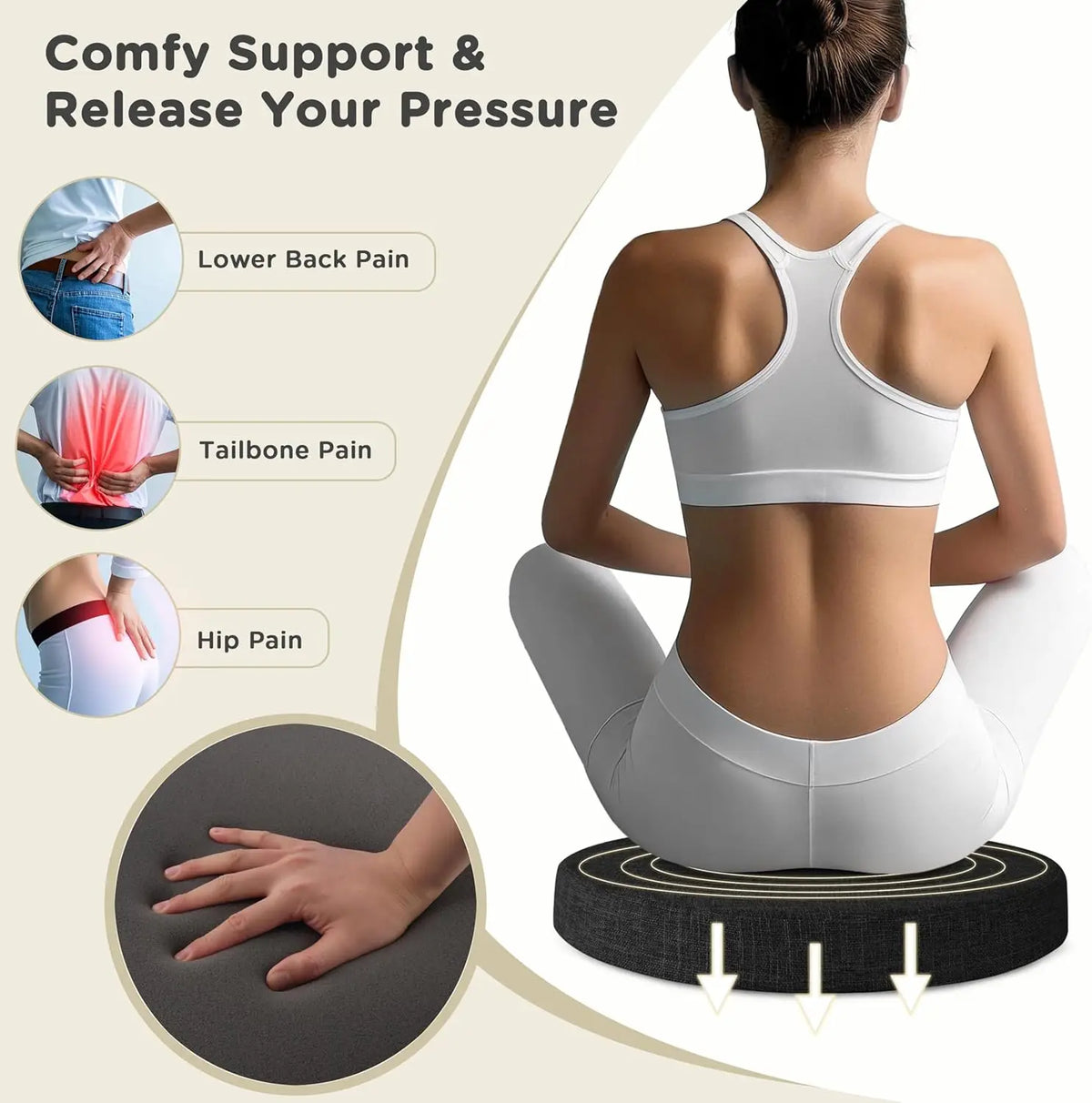 Coussin rond en lin, amovible avec fermeture éclair, pour tabouret de bar, chaise, salle à manger, cuisine et bureau, confortable | Sulvida