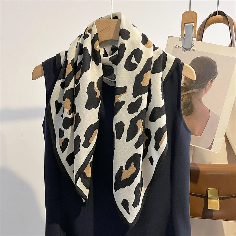 Vierkante Hoofddoek Dames Katoengevoel Print Hals Haar Accessoire Mode Bandana Multifunctioneel 68x68cm | Sulvida