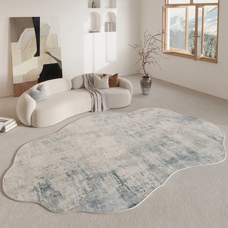 Tapis de forme irrégulière en polyester antidérapant pour salon, chambre et couloir, style rétro décoratif moderne | Sulvida