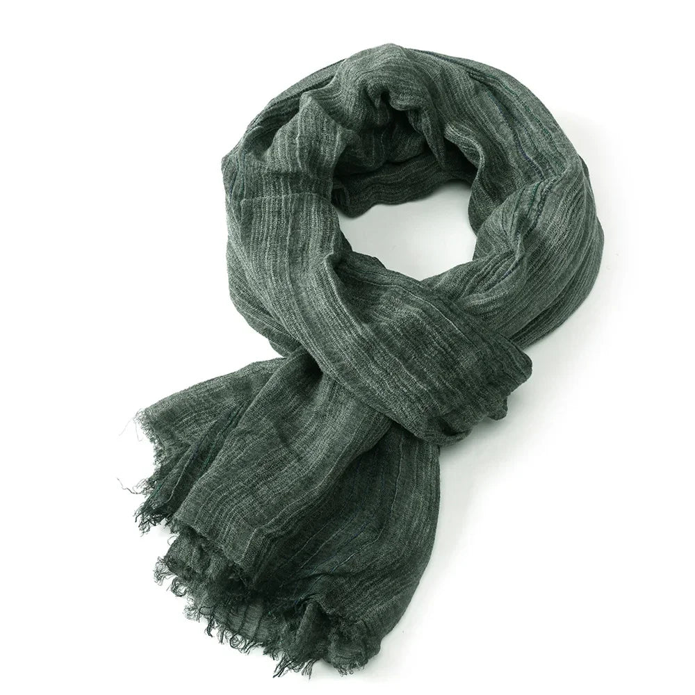 Gestreepte Heren Sjaal Katoen Linnen Halsdoek met Kwastjes Warm Wintersjaal Stijlvol Modeaccessoire Heren | Sulvida