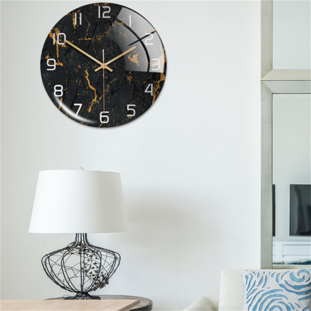 Ronde Wandklok Luxe Gouden Accent Moderne Tijdweergave Stille Uurwerk Klokken Wanddecoratie Interieur Kleur Grijs | Sulvida