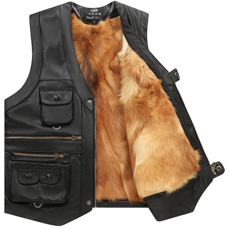Casual Leren Mouwloos Vest Wintervest Heren Dames Lederlook Herfstwear Avonturiersstijl Outdoor Bodywarmer | Sulvida