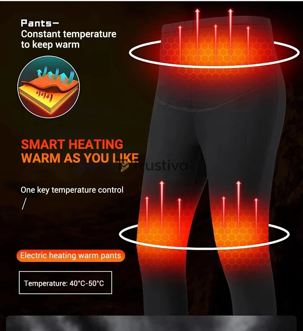 Verwarmde Winterbroek USB met 12 Verwarmingszones Dames Heren Gevoerde Thermobroek Katoen Unisex Outdoor | Sulvida