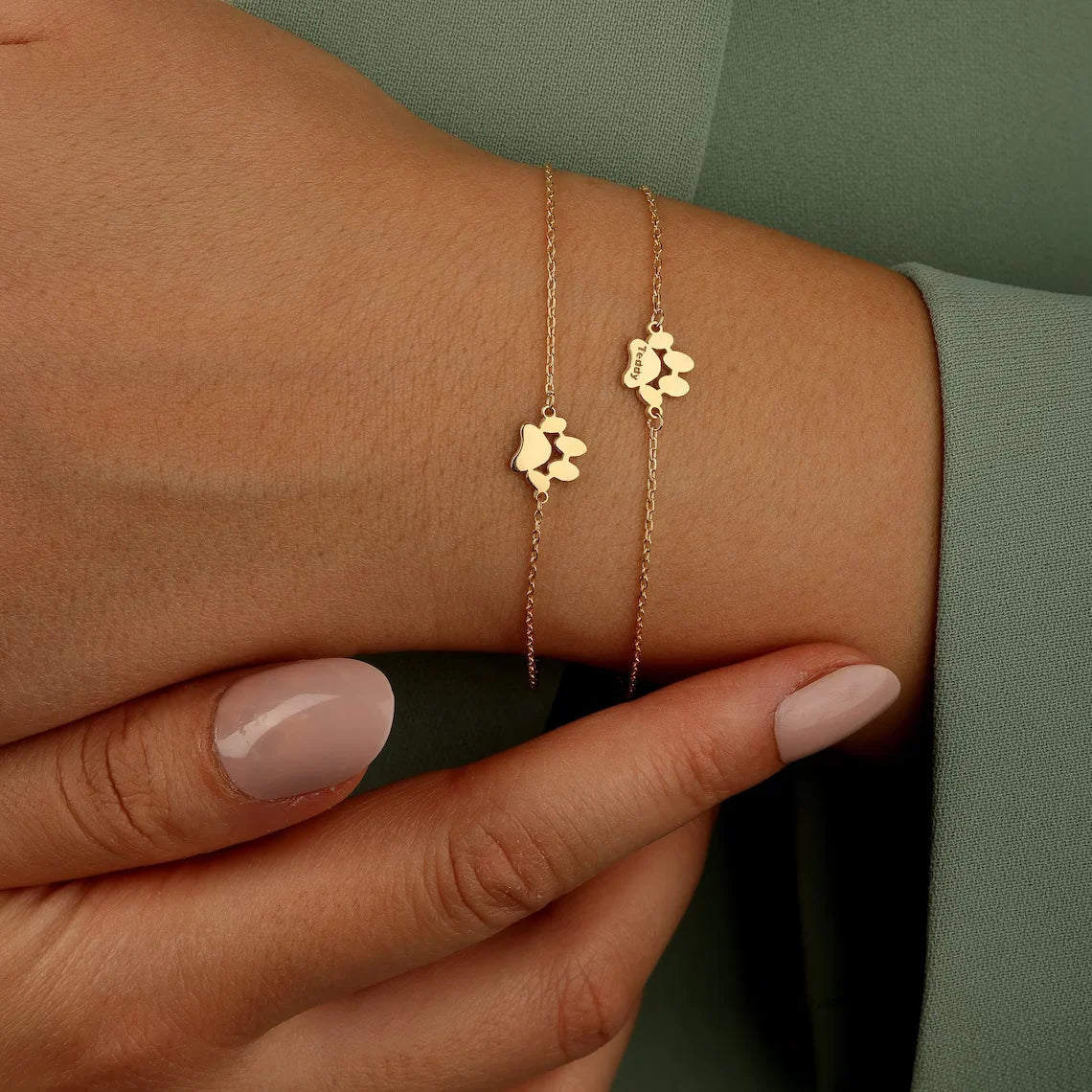 Gepersonaliseerde Armband met Hondenpootafdruk Verstelbaar Roestvrij Staal Zilver Goud Rosé Hondenliefhebber | Sulvida