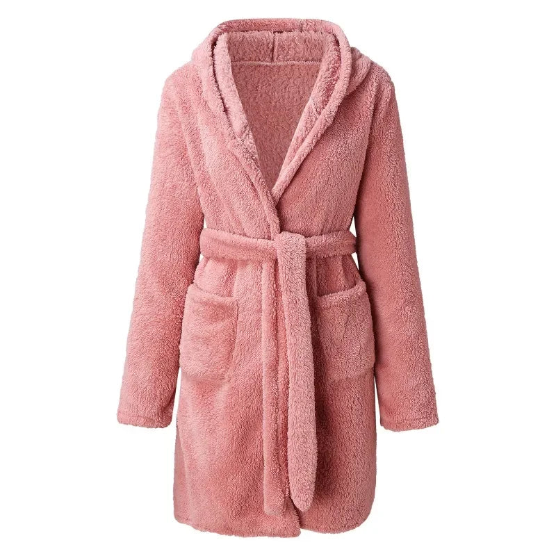 Katoenen Badjas met Capuchon voor Dames Kimono Ochtendjas Lange Mouwen Ceintuur Zachte Huiskleding Wellness | Sulvida