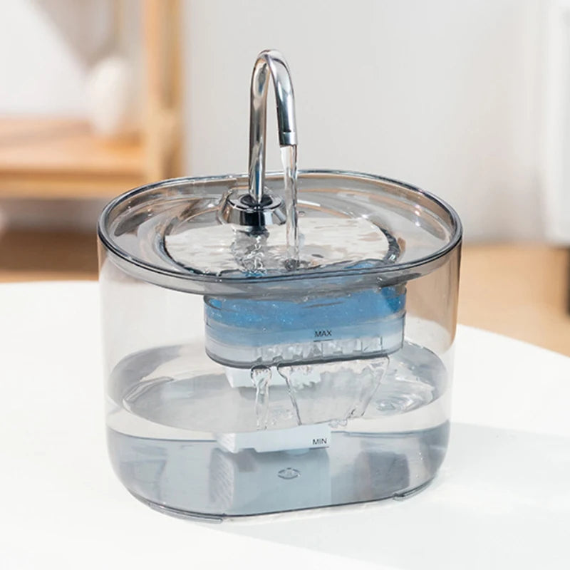 Huisdier Drinkfontein met Kraanstraal 2,2L RVS Filtersysteem Stil Automatisch voor Kat Hond Waterdispenser | Sulvida