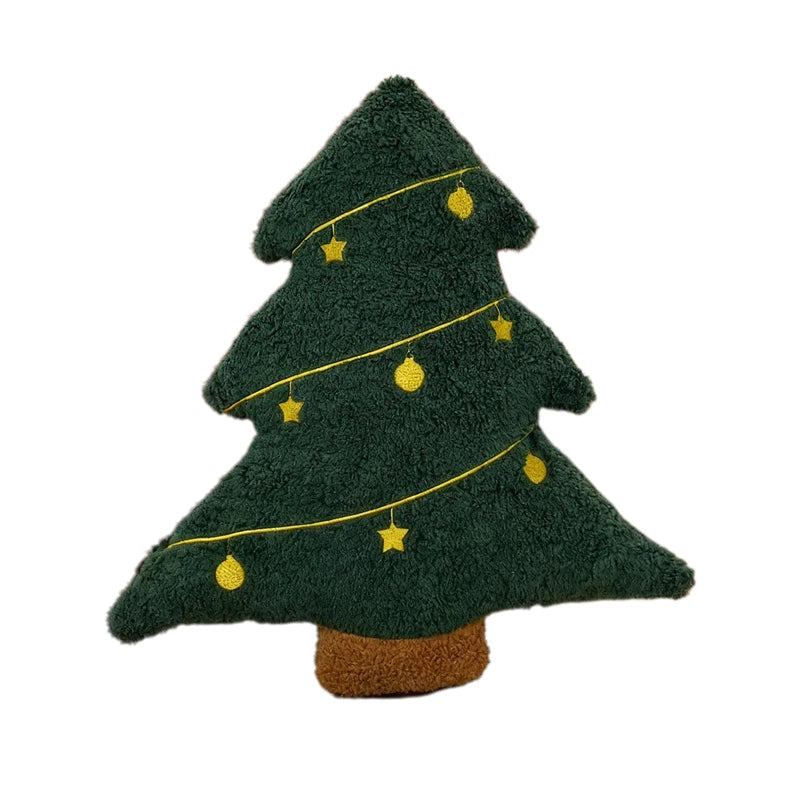 Decoratief Sierkussen Kerstboom Vorm Pluche | Feestelijk Woonkussen met Zachte Vulling voor Bank Stoel | Sulvida