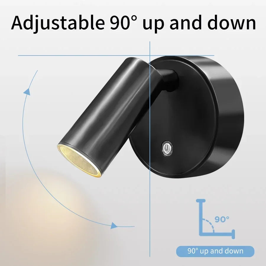 Oplaadbare LED Wandlamp Magnetisch Draadloos Touch Dimbaar Leeslamp Slaapkamer Nachtlampje Spotlight | Sulvida