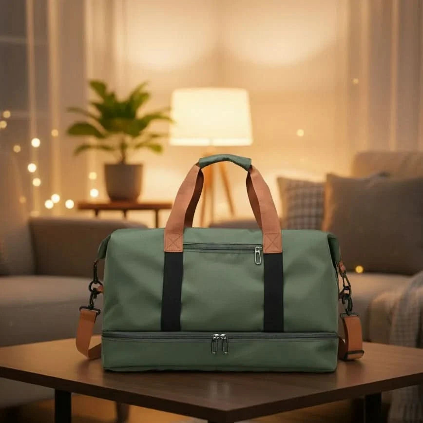 Sac de sport avec compartiment à chaussures – Sac de week-end pratique avec compartiment humide-sec et bandoulière amovible | Sulvida