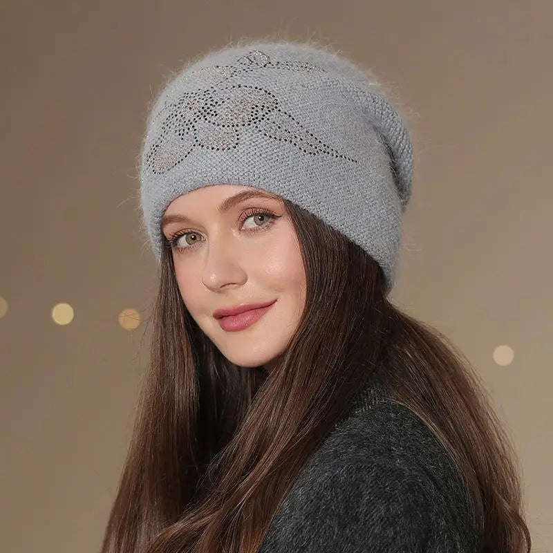 Gebreide Dames Wintermuts met Decoratief Detail Warme Beanie Hoed Casual Streetwear Geometrisch Patroon | Sulvida