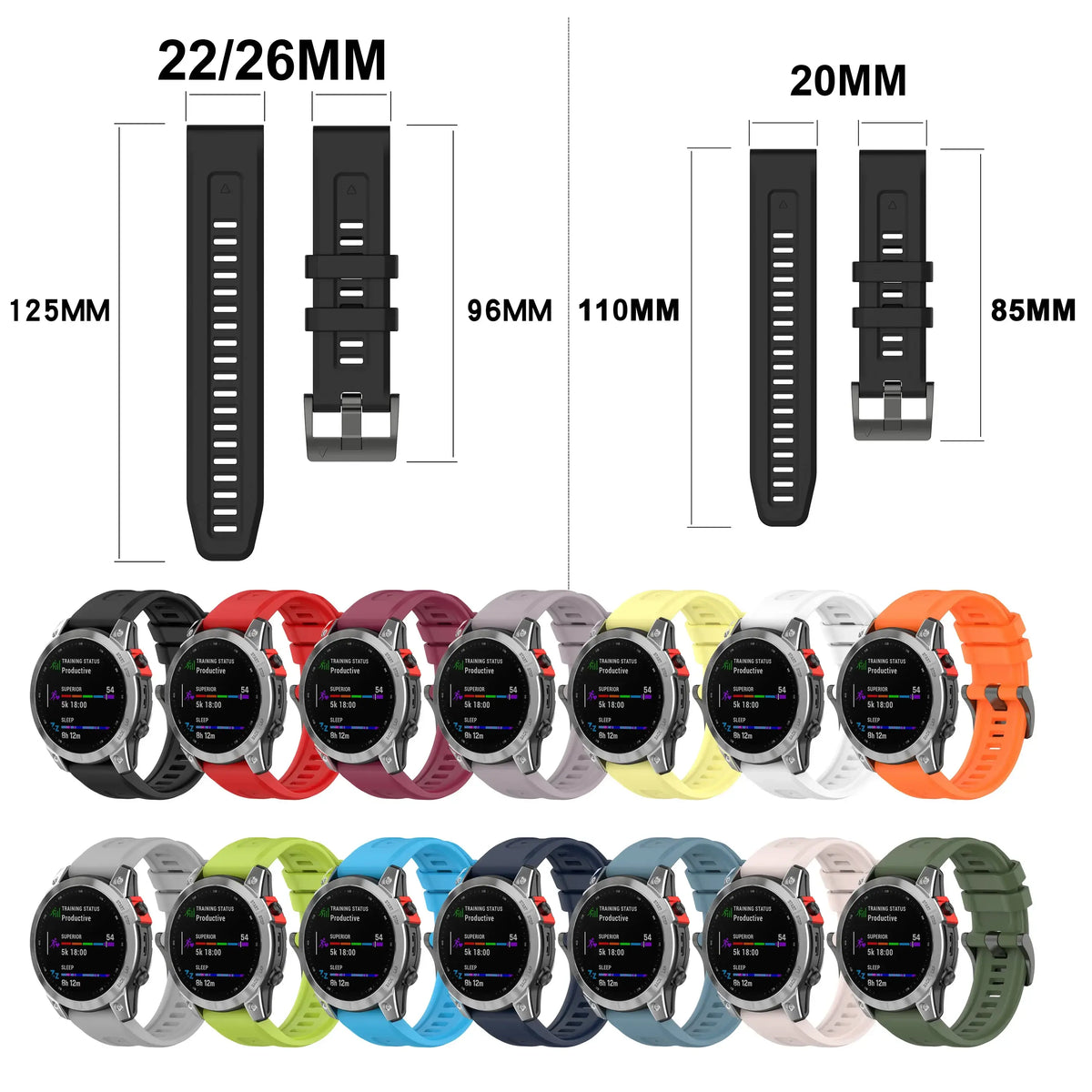 Bracelet universel en silicone pour smartwatch avec fermeture rapide - Bracelet de montre de sport durable et confortable | Sulvida