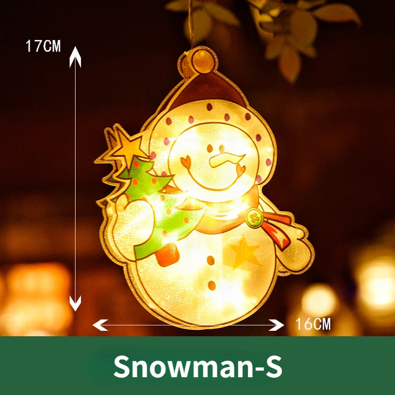 Kerstverlichting Raam LED Decoratie Kerstman Sneeuwpop Knipperend op Batterij Sfeervol Kerstraam Versiering | Sulvida