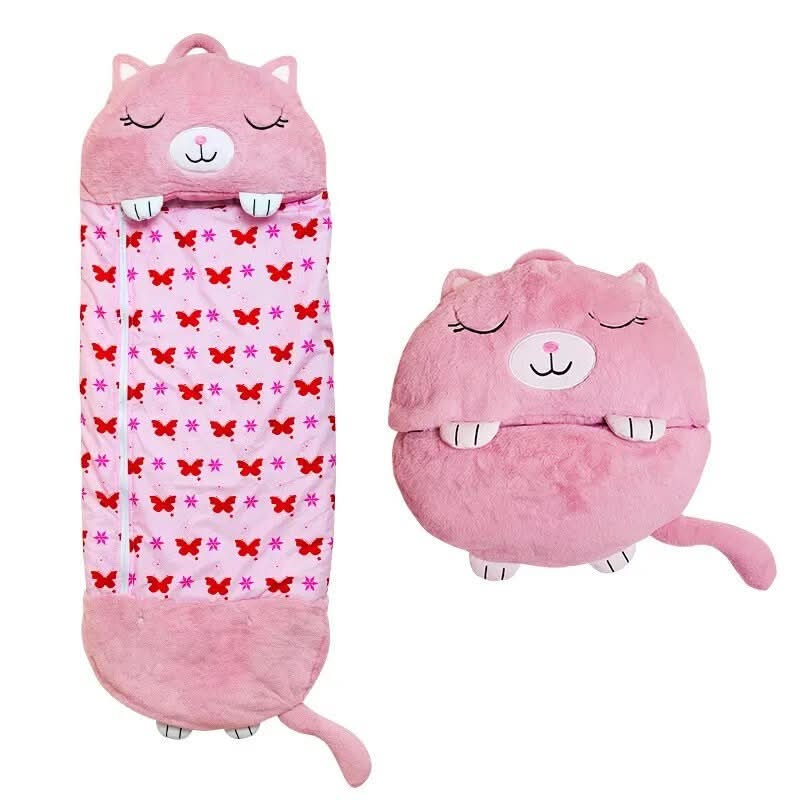 Kinderslaapzak met Knuffel Dieren Pluche Ligzak Tweekamers Logeerbed voor Reizen Overnachten 135-180 cm | Sulvida