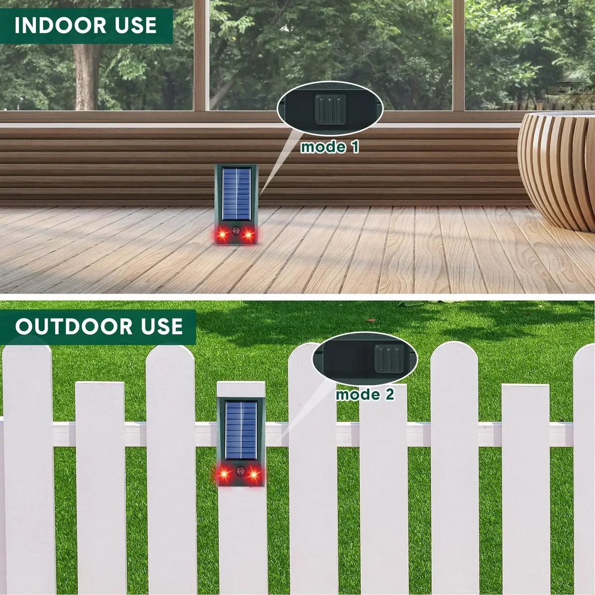 Vogelverschrikker op Zonne-energie met Bewegingssensor en LED voor Tuin Terras Dakbescherming 600 m² | Sulvida