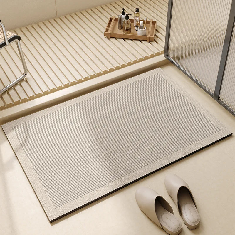 Sneldrogende Badmat Antislip PVC met Zachte Fleece Toplaag 40×60 50×80 60×90 cm Beige Grijs Douche Bad Vloer | Sulvida
