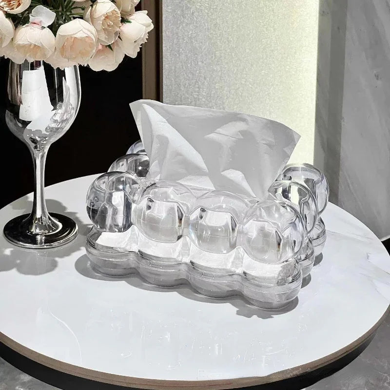 Acryl Tissuebox Transparant met Bubbelvorm Design voor Modern Interieur Woonkamer Slaapkamer Kantoor | Sulvida