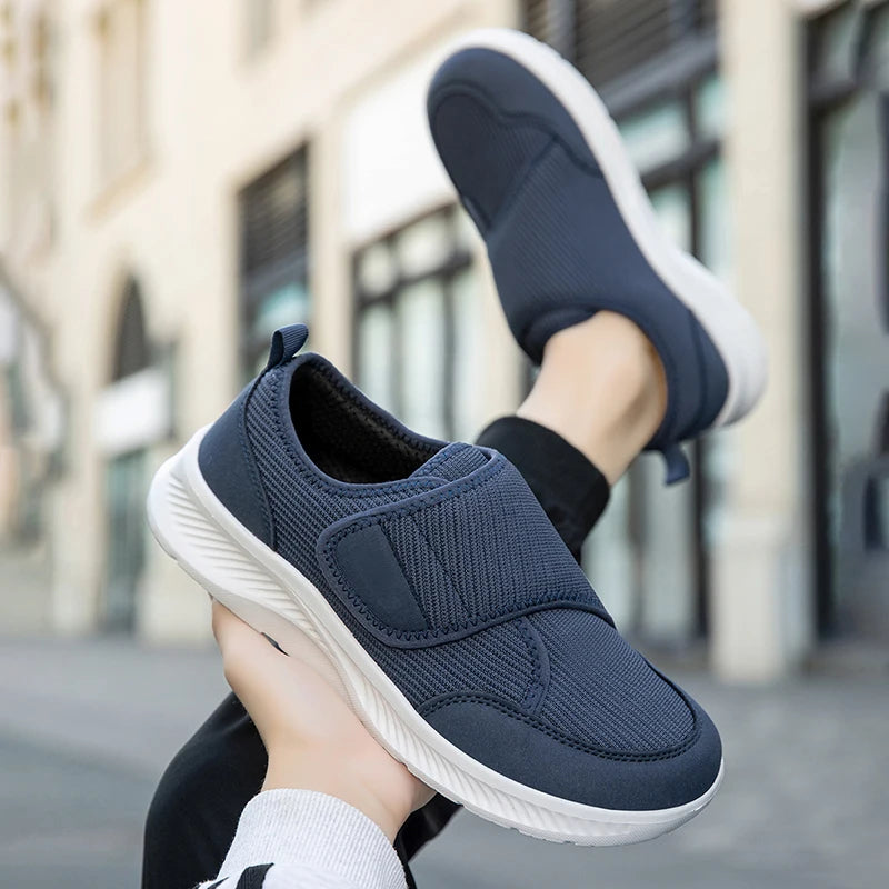 Orthopedische Herenschoenen Extra Breed met Klittenband Ademend Mesh Comfortabele Wandelschoenen voor Senioren | Sulvida