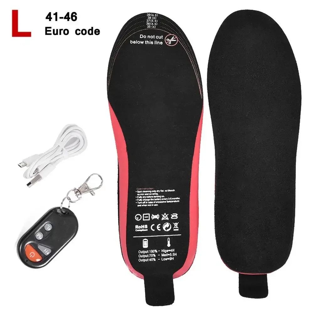 Verwarmde inlegzolen oplaadbaar met afstandsbediening 3 warmtestanden voor winter outdoor wandelen ski | Sulvida