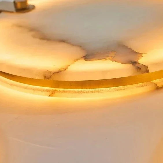 Alabaster spiraal hanglamp kroonluchter geborsteld goud instelbare hoogte dimbaar LED sfeerverlichting | Sulvida