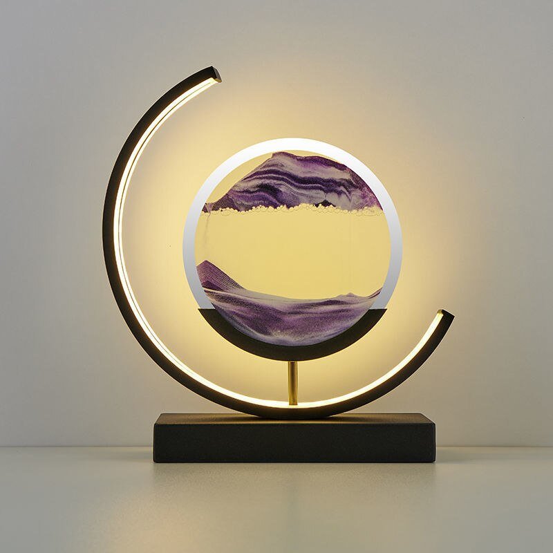 LED Tafellamp met Bewegend Zand Glazen Bol 360° Draaibaar Warm Licht Decoratief Modern Design Sfeerlamp | Sulvida