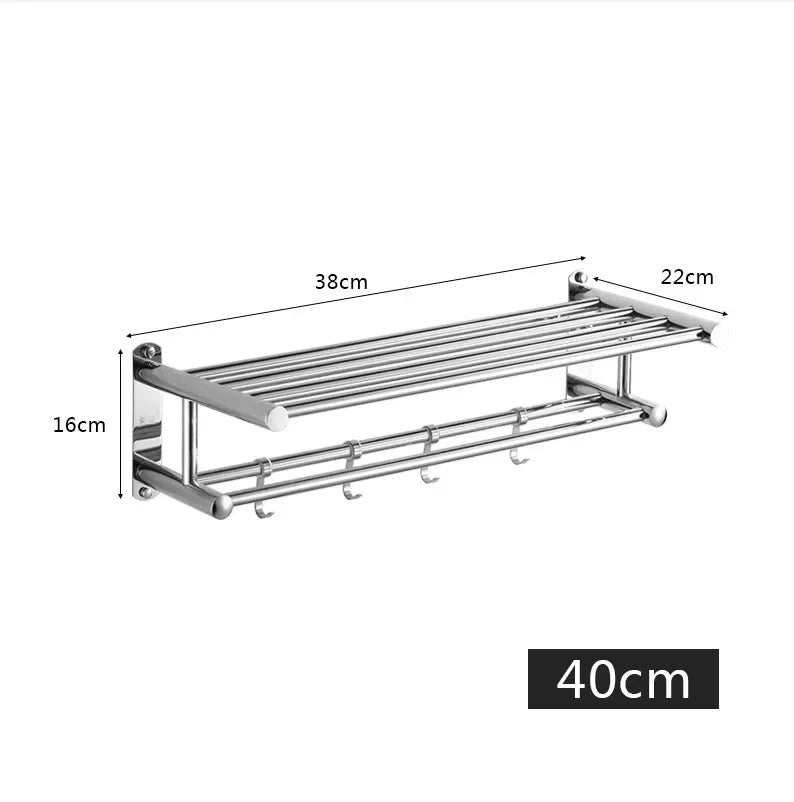 Porte-serviettes mural en acier inoxydable, 40cm 50cm, porte-serviettes de salle de bain, design moderne en acier inoxydable | Sulvida