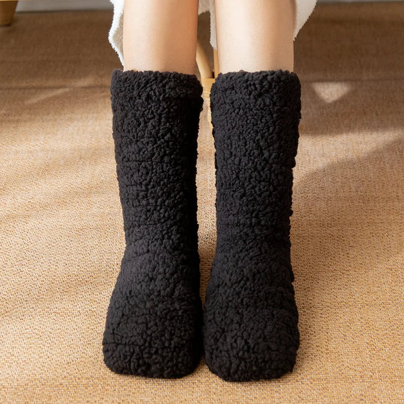 Huissokken dames met antislip dikke fleece herfst winter warme slaapsokken binnensokken zachte vloersokken | Sulvida