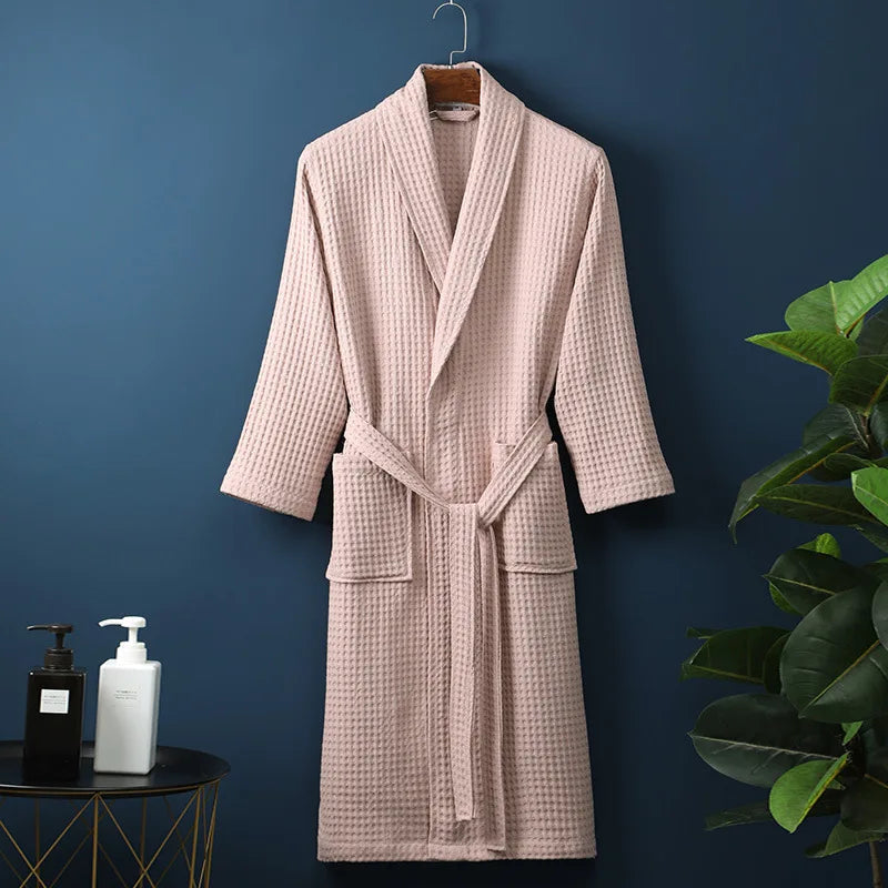 Katoenen badjas dames heren unisex zachte ochtendjas lounge huisjas comfortabele relaxjas wellness spa | Sulvida