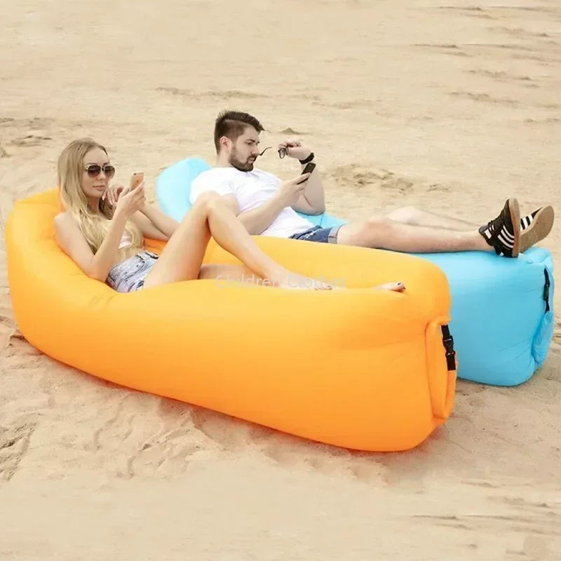 Canapé gonflable pliant d’extérieur à gonflage rapide, transat gonflable pour camping, pique-nique, jardin, plage et détente | Sulvida