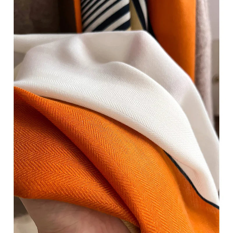 Écharpe de luxe pour femme en mélange de laine et cachemire, pashmina 66x178 cm, étole chaude pour l’automne et l’hiver, accessoire beige, marron, bleu | Sulvida