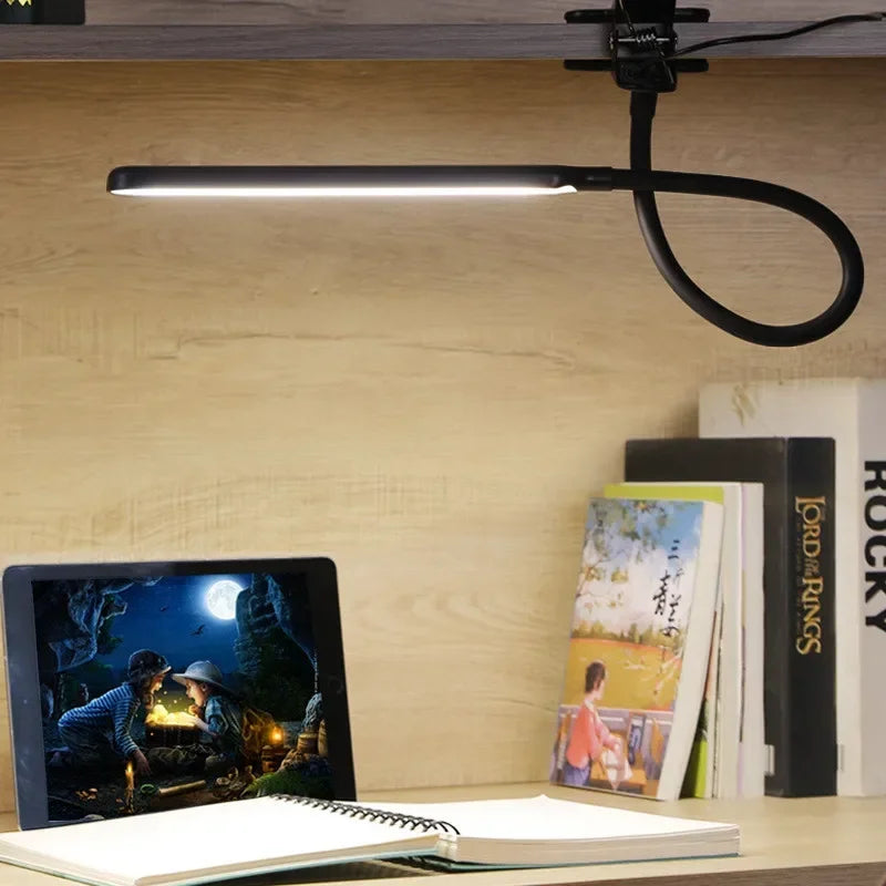 Verstelbare Klemlamp LED met Flexibele Hals Dimfunctie voor Bureau Lezen Nachtkastje Werken Studeren | Sulvida