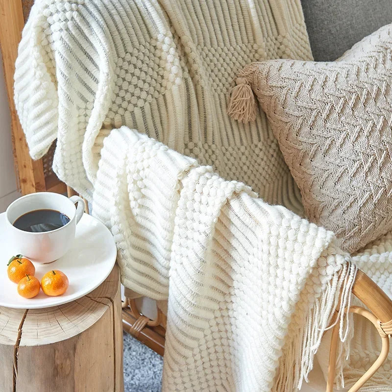 Gebreide Plaid Scandinavisch Design 150x240 cm Acryl Woonplaid Warmte Comfort Decoratief Interieur Woonkamer | Sulvida