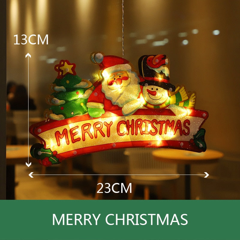 Kerstverlichting Raam LED Decoratie Kerstman Sneeuwpop Knipperend op Batterij Sfeervol Kerstraam Versiering | Sulvida