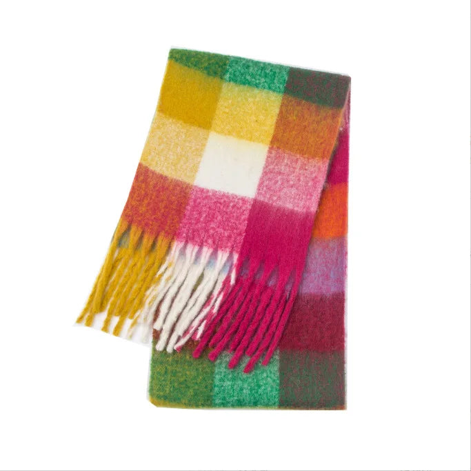 Écharpe en cachemire 38×230 cm, dégradé arc-en-ciel, étole douce, foulard de luxe, accessoire d’hiver pour femme | Sulvida