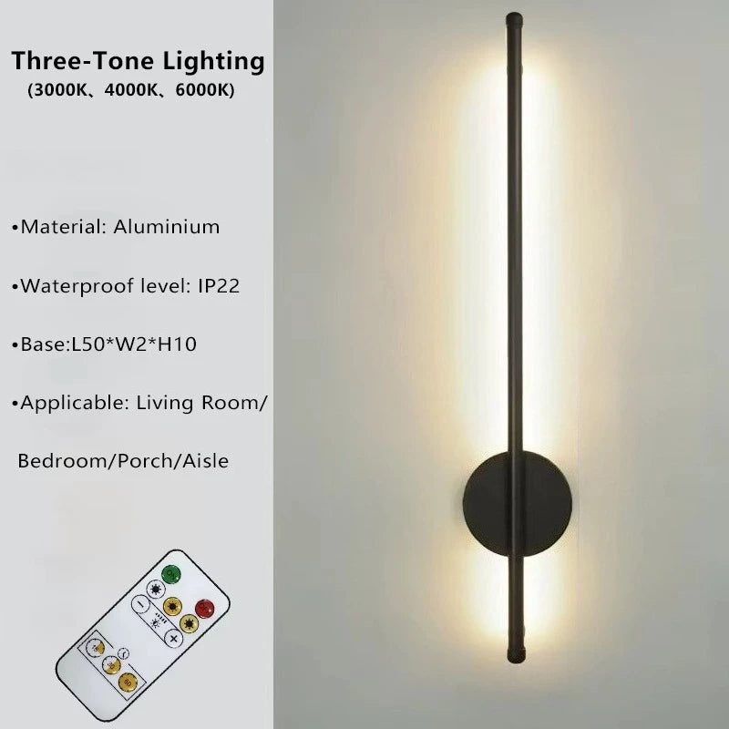 Draadloze Wandlamp Oplaadbaar 50cm LED Magneetbevestiging Zwart Goud Woonkamer Slaapkamer Trappenhuis | Sulvida