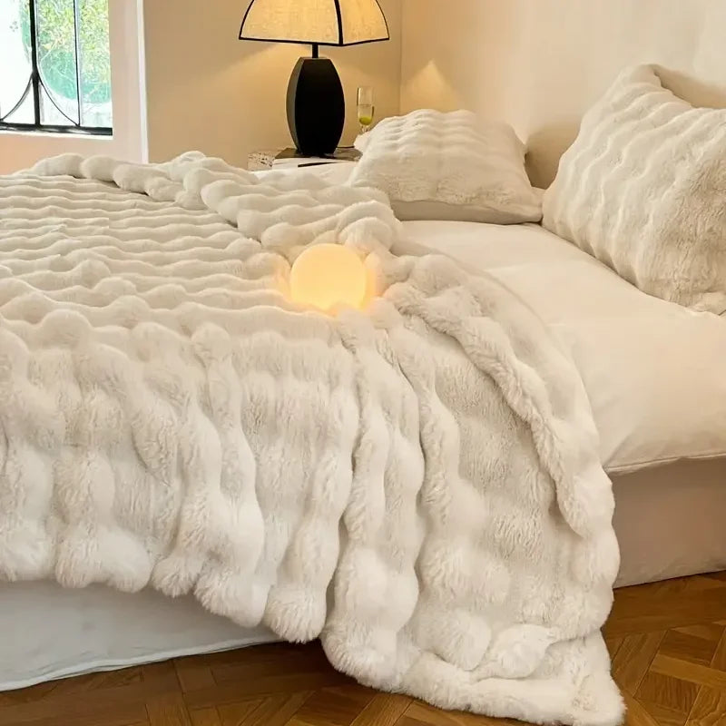 Dubbelzijdige Winterdeken Fluweelzacht Imitatiebont Luxe Plaid Warmtedeken voor Bank en Bed Woonkamer | Sulvida