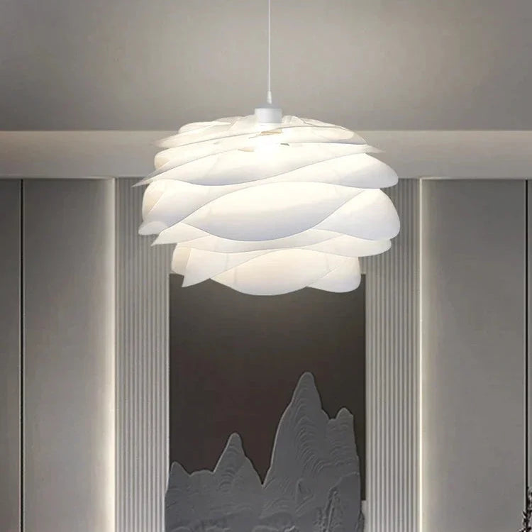 Gelaagde hanglamp met lotusbloemblaadjes in wit PVC voor woonkamer eetkamer entree slaapkamer hal sfeervolle verlichting | Sulvida