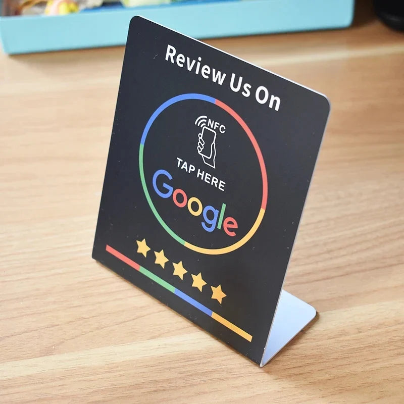 Digitale NFC-kaart voor Google Reviews 15×10×5cm zwart wit bedrijfsfeedback recensies verzamelen klantbeoordeling | Sulvida