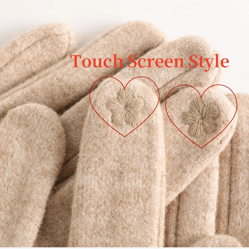 Touchscreen Handschoenen Dames Gevoerde Vingerhandschoenen Winterhandschoenen Outdoor Fietsen Wol Warm | Sulvida