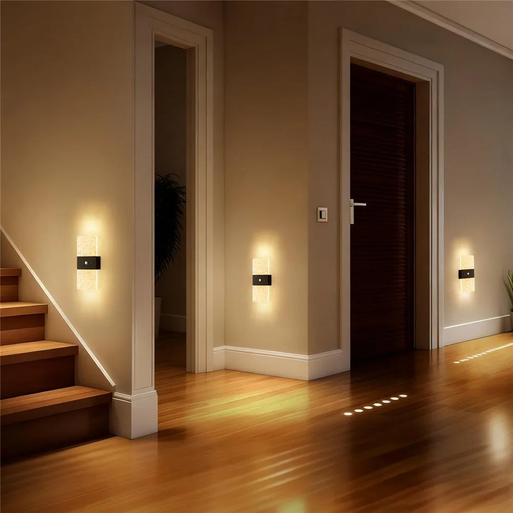 Oplaadbare LED wandlamp met bewegingssensor, dimbaar nachtlampje, magnetische montage voor gang en trap | Sulvida