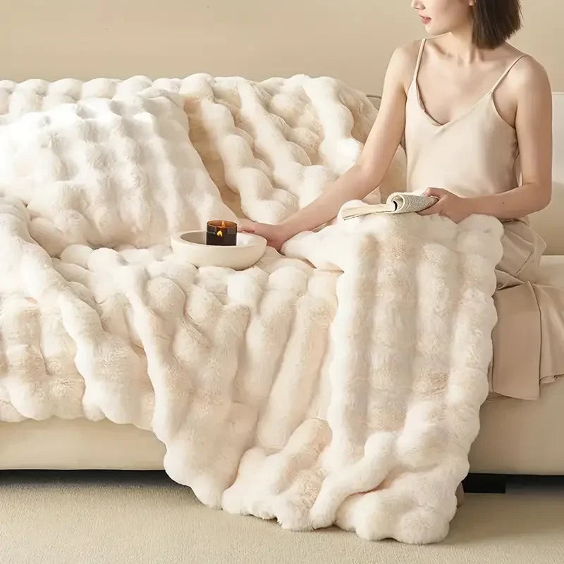 Dubbelzijdige Winterdeken Fluweelzacht Imitatiebont Luxe Plaid Warmtedeken voor Bank en Bed Woonkamer | Sulvida