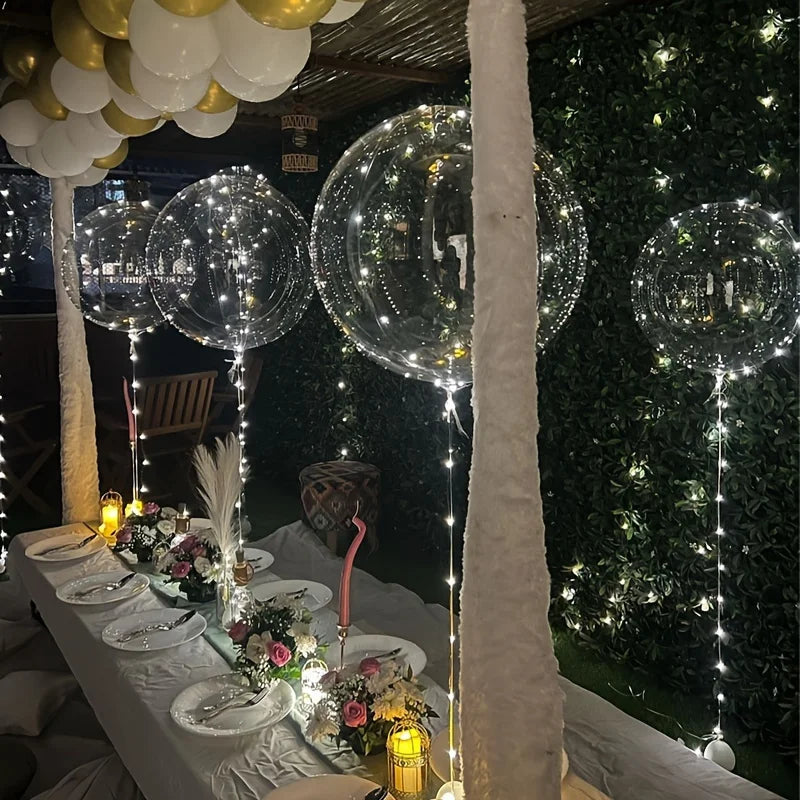 Transparante LED-ballonnen 50 cm met 3 meter lichtsnoer voor bruiloft verjaardag feest party decoratie sfeer | Sulvida