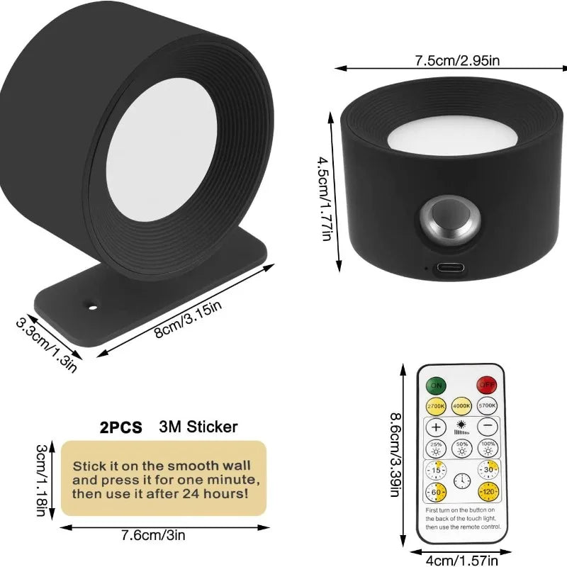 Draadloze LED Wandlamp Oplaadbaar met Afstandsbediening Magnetische Bevestiging Cilindrisch Design Sfeerlicht | Sulvida