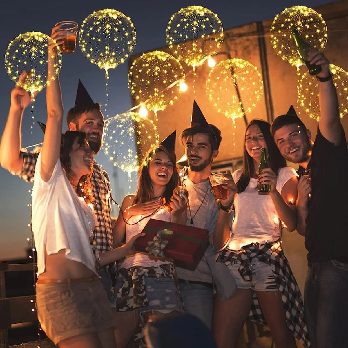 Transparante LED Ballonnen Set 5 Stuks 50cm Warm Licht Feestdecoratie Party Verjaardag Bruiloft Jubileum | Sulvida