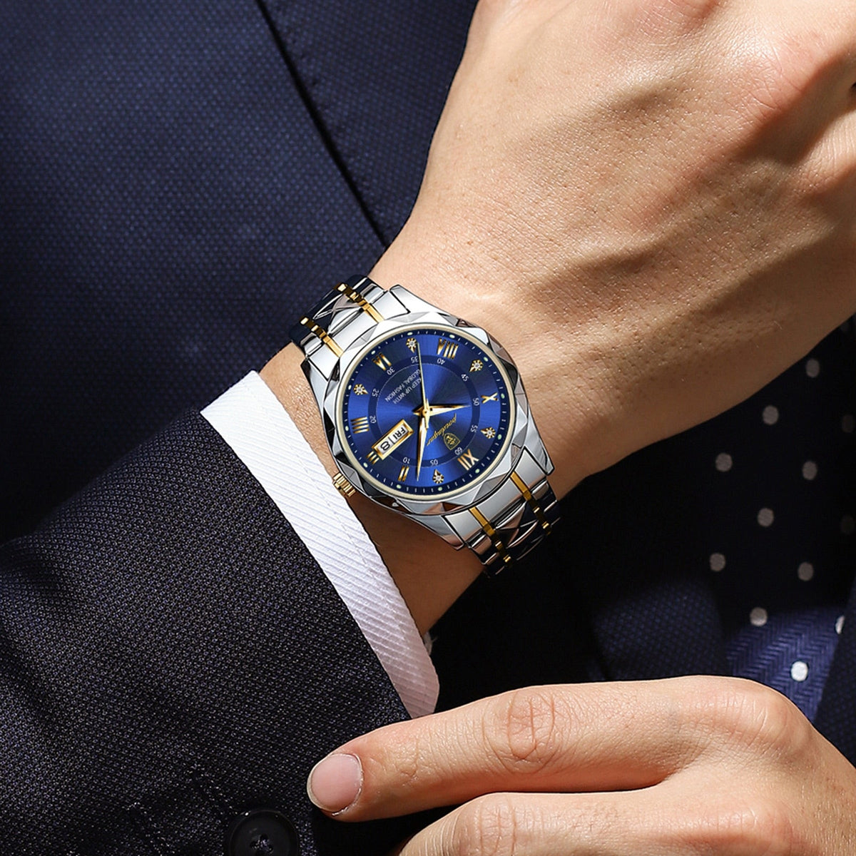 Herenhorloge Lichtgevende Wijzerplaat Roestvrijstaal 41mm Waterbestendig Datum Weekweergave Quartz Zakelijk | Sulvida
