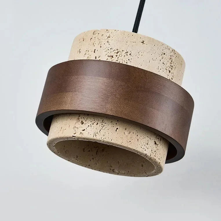 Hanglamp Travertijn Natuursteen Walnoothout Verstelbaar Eettafel Woonkamer Eetkamer Design Verlichting | Sulvida