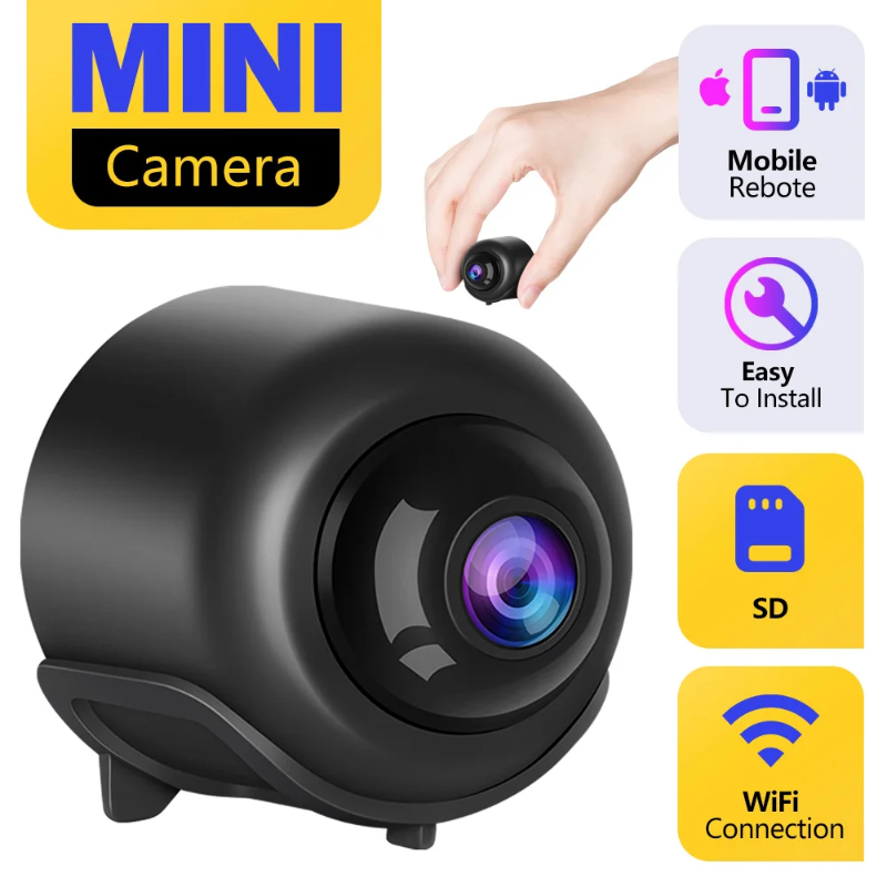 Drahtlose Mini-Überwachungskamera mit WLAN und Nachtsicht, HD-Aufnahme, Sicherheitskamera für Zuhause und Büro, Babyphone | Sulvida
