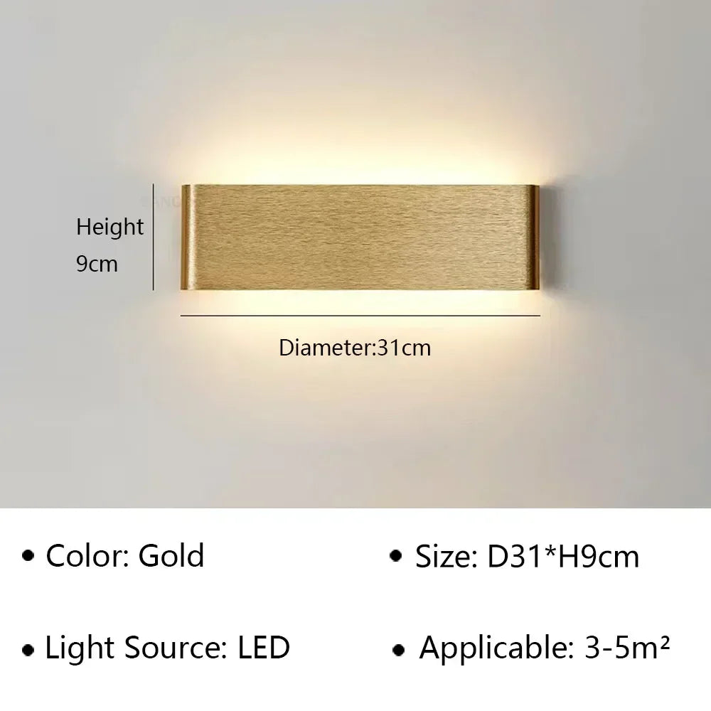 LED Wandlamp Moderne Rechthoek 30cm Warm Wit Sfeervol voor Slaapkamer Hal Badkamer Woonkamer Verlichting | Sulvida
