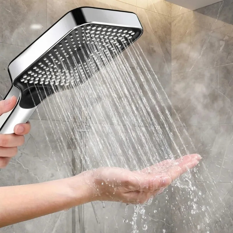 Handdouchekop Vierkant Zilver 3 Standen ABS Waterbesparend Badkamer Doucheaccessoire Regendouche Luxe | Sulvida