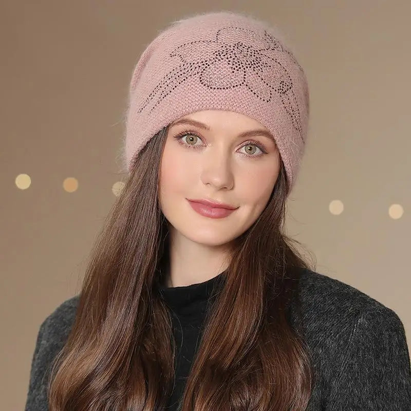 Gebreide Dames Wintermuts met Decoratief Detail Warme Beanie Hoed Casual Streetwear Geometrisch Patroon | Sulvida