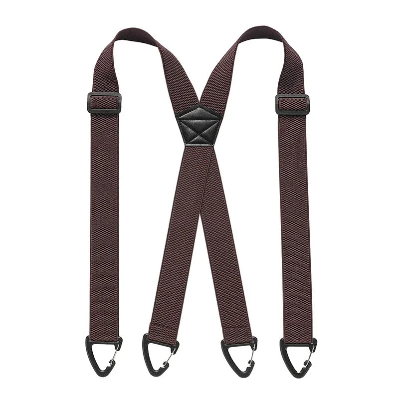 Bretelles pour homme en X réglables, clips métalliques, largeur 3,5 cm, noir, blanc, bleu marine, gris foncé, kaki, marron, élégantes | Sulvida
